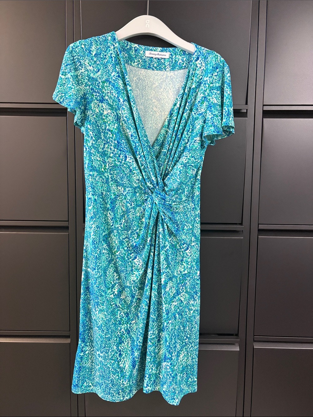 Tommy Bahama Turquoise & Aqua Knot-Front Mini Dress